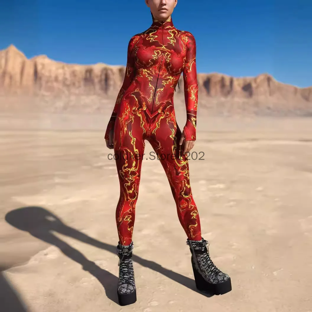 Stylish Red and Gold Dragon Patterned Full Body Suit for Women Halloween Adult Cosplay Jumpsuit Colorful 3D Printing Rave Outfit
Stylish Red and Gold Dragon Patterned Full Body Suit for Women Halloween Adult Cosplay Jumpsuit Colorful 3D Printing Rave Outfit