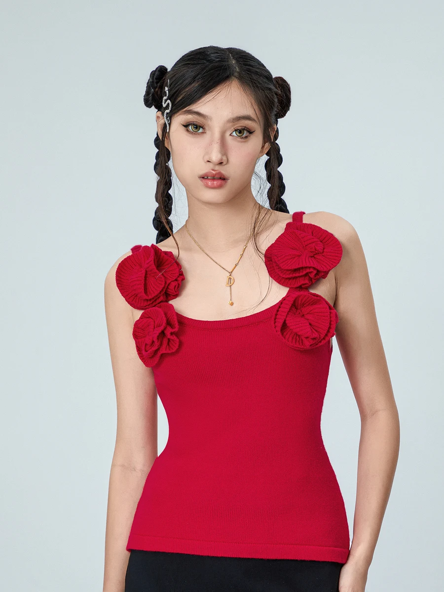 2023 Women's Summer Fitted Tank Tops Aesthetic Red Sleeveless 3D Flower Decor Going Out Tops for Party Streetwear
2023 Women's Summer Fitted Tank Tops Aesthetic Red Sleeveless 3D Flower Decor Going Out Tops for Party Streetwear