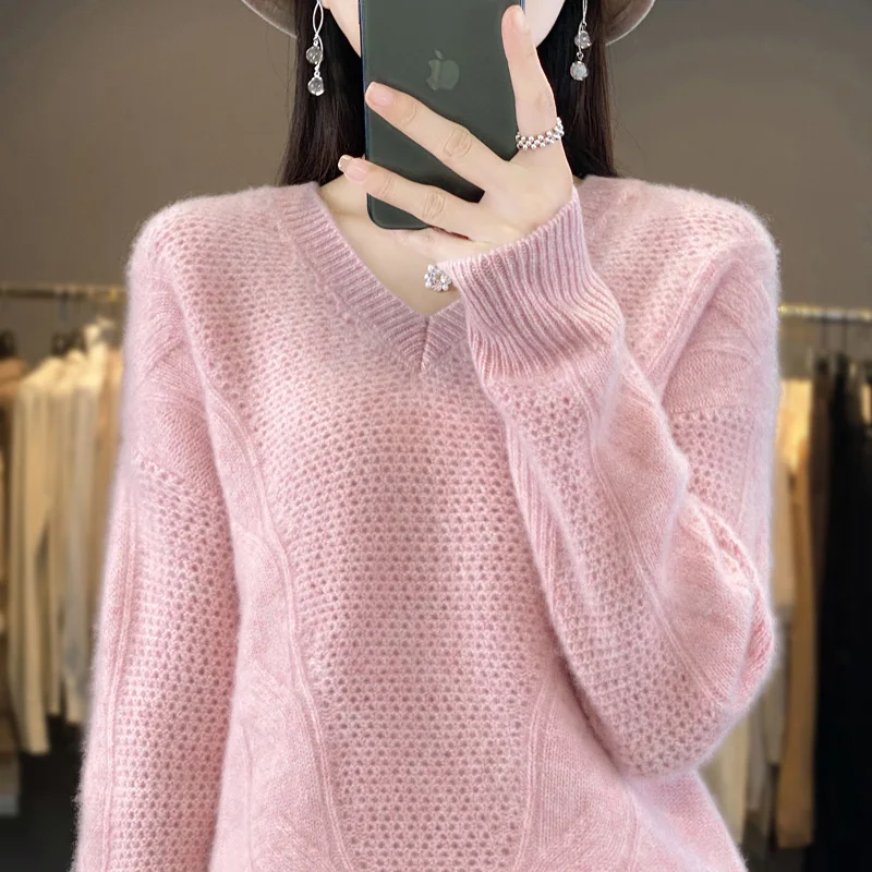 5 colors Loose Pullover 100% Wool Sweater Women's Knitted Long sleeved V-neck Australian Wool Sweater Autumn/Winter Women's New
5 colors Loose Pullover 100% Wool Sweater Women's Knitted Long sleeved V-neck Australian Wool Sweater Autumn/Winter Women's New