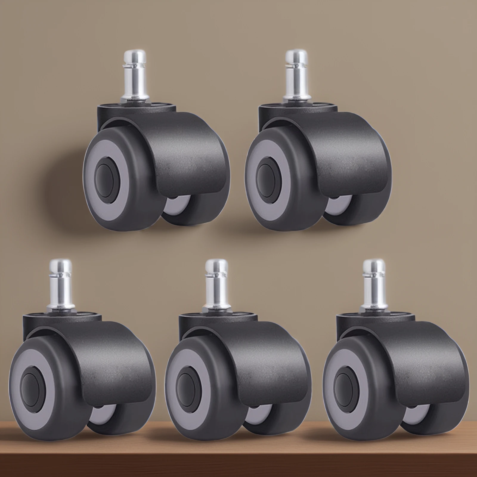 5-Pack 2-Inch (50mm) 10mm/11mm TPU Mute Double Caster Wheels – Universal Replacement Office Chair Wheels with Circlip Design
5-Pack 2-Inch (50mm) 10mm/11mm TPU Mute Double Caster Wheels – Universal Replacement Office Chair Wheels with Circlip Design