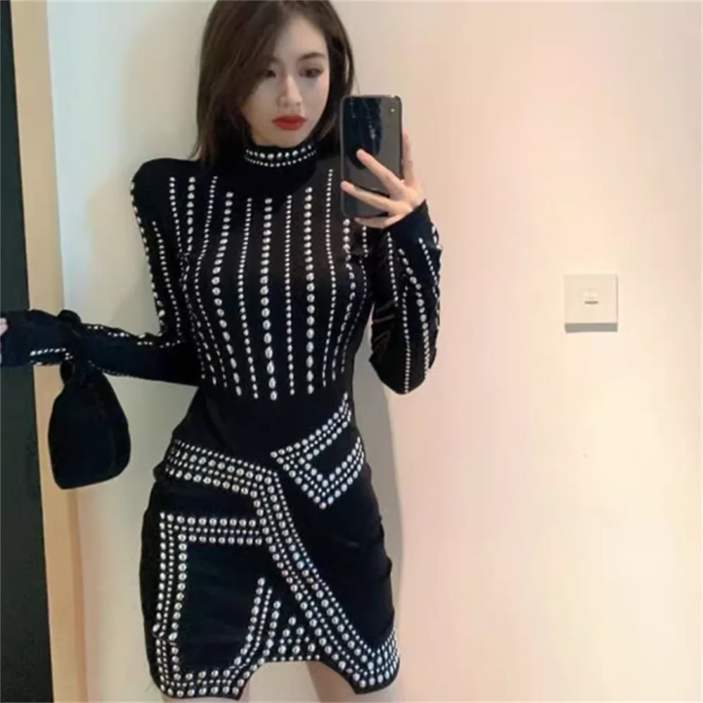 Spring Autumn new fashion long-sleeved ironing diamond shiny dress slim party dress women
Spring Autumn new fashion long-sleeved ironing diamond shiny dress slim party dress women