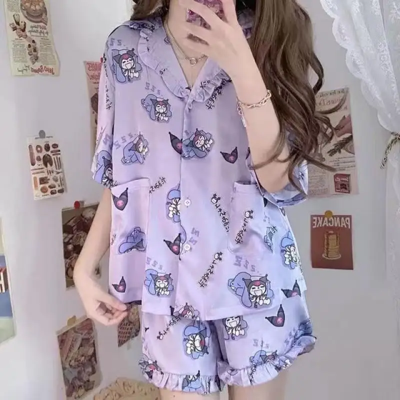 Anime Sanrioed Pajamas Suit Kawaii Hello Kittys Kuromi Summer Home Clothes Cinnamoroll Casual Short Sleeve Shorts Girl Sleepwear
Anime Sanrioed Pajamas Suit Kawaii Hello Kittys Kuromi Summer Home Clothes Cinnamoroll Casual Short Sleeve Shorts Girl Sleepwear