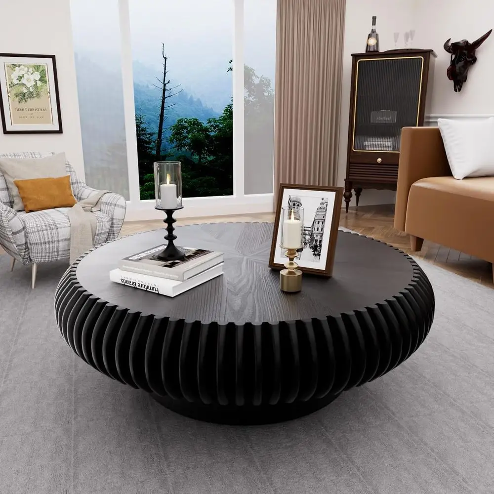 Sturdy Pedestal Round Coffee Table, Elegant Wooden Lattice Design, Circular Accent Table for Living or Office Space (Black, Diam
Sturdy Pedestal Round Coffee Table, Elegant Wooden Lattice Design, Circular Accent Table for Living or Office Space (Black, Diam