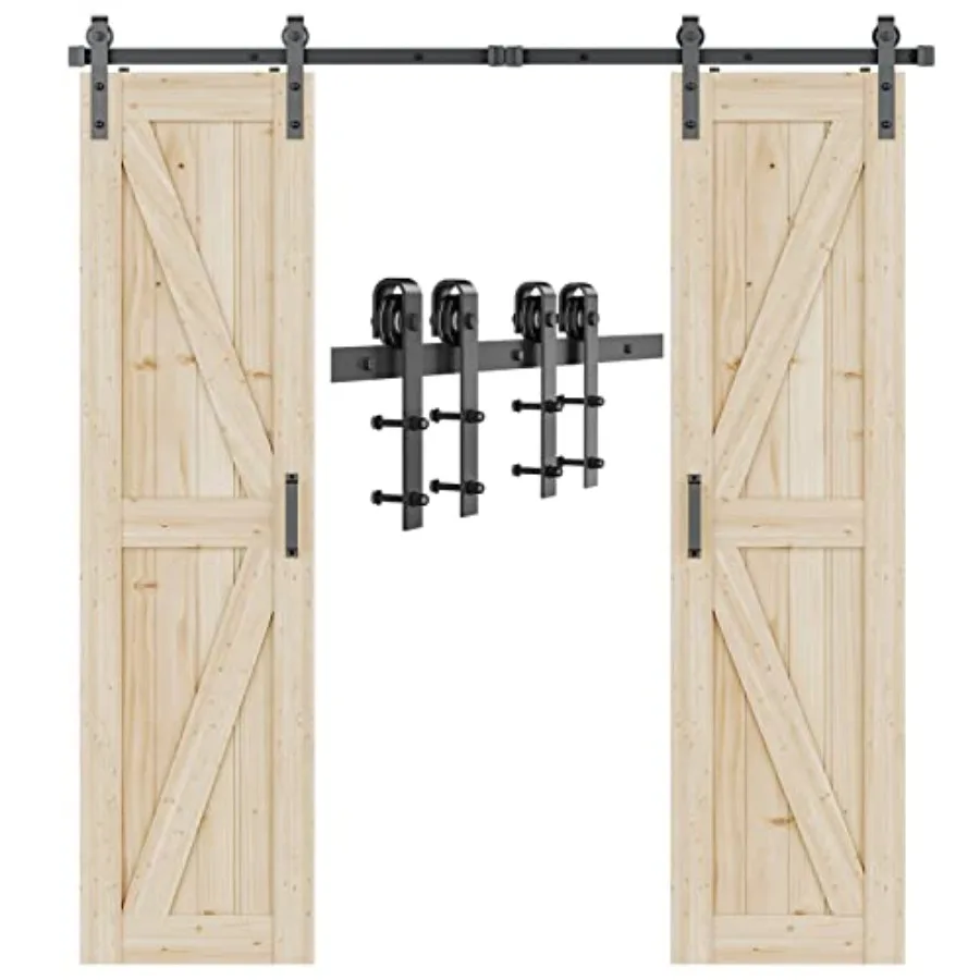 8 Feet Double Sliding Barn Door Hardware Track Kit, Wood Slab Use, for Garage, Kitchen, Bedroom, Fit 24'' Wide Door Panel-Smoot
8 Feet Double Sliding Barn Door Hardware Track Kit, Wood Slab Use, for Garage, Kitchen, Bedroom, Fit 24'' Wide Door Panel-Smoot