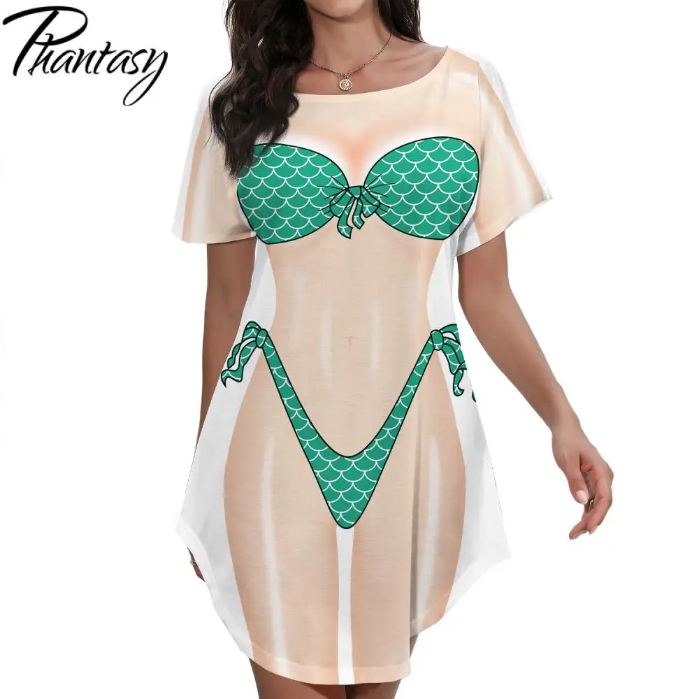 Phantasy Summer Mermaid Bikini Body Print Cover Up Dress Loose Casual T-Shirt Women's Bikini Printed Beach T-Shirt Dress
Phantasy Summer Mermaid Bikini Body Print Cover Up Dress Loose Casual T-Shirt Women's Bikini Printed Beach T-Shirt Dress
