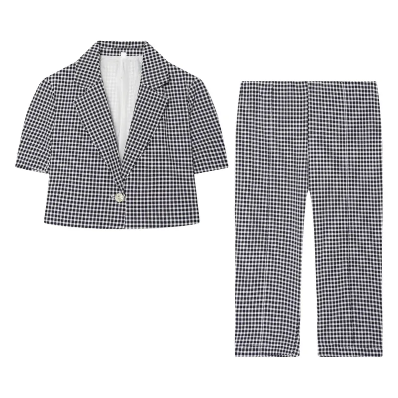 Dave&Di Women's Clothing 2026 Summer New Product V-neck Plaid Short Jacket And Pants Woman Clothes Pant Sets New Two Piece Set
Dave&Di Women's Clothing 2026 Summer New Product V-neck Plaid Short Jacket And Pants Woman Clothes Pant Sets New Two Piece Set