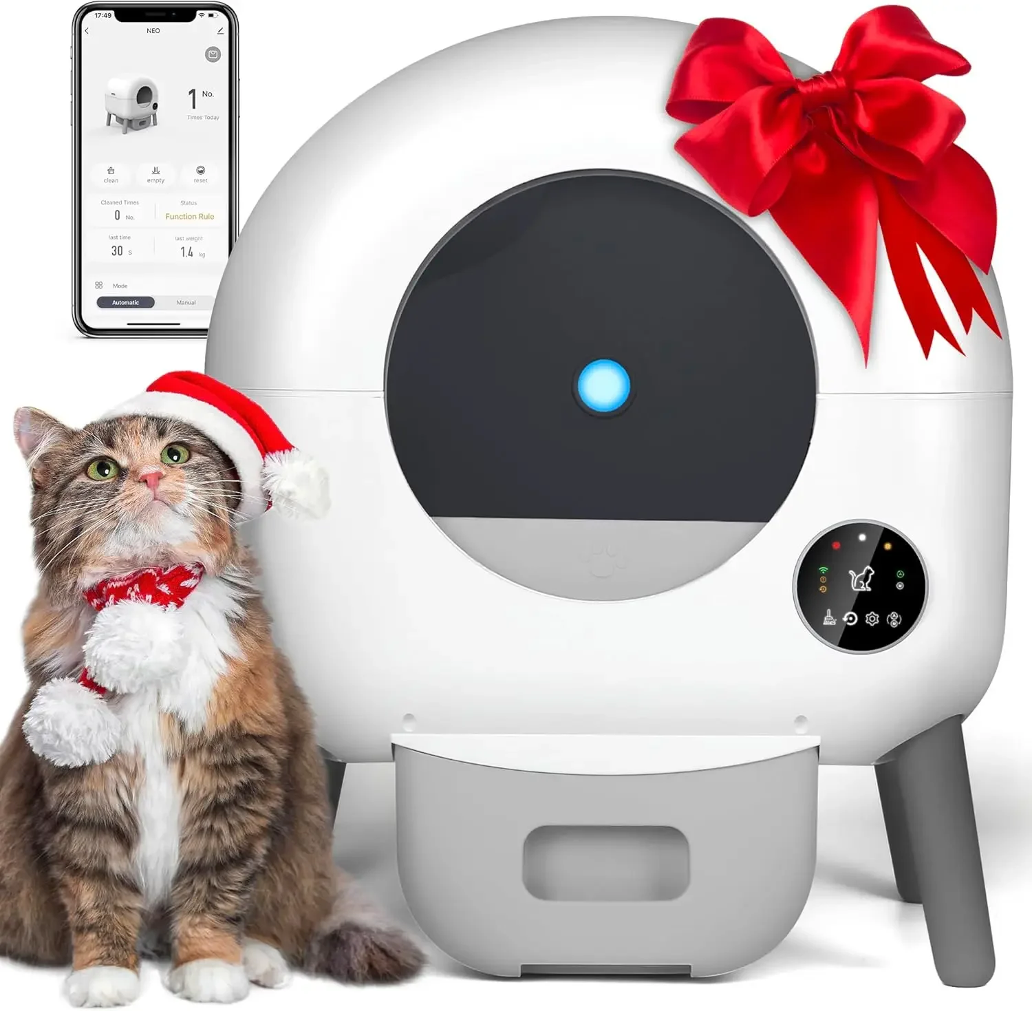 Self Cleaning Litter Box, Automatic Cat Litter Box with APP Control, Multi-Cat Compatible,1 Roll of Garbage Bags and Mat,white
Self Cleaning Litter Box, Automatic Cat Litter Box with APP Control, Multi-Cat Compatible,1 Roll of Garbage Bags and Mat,white