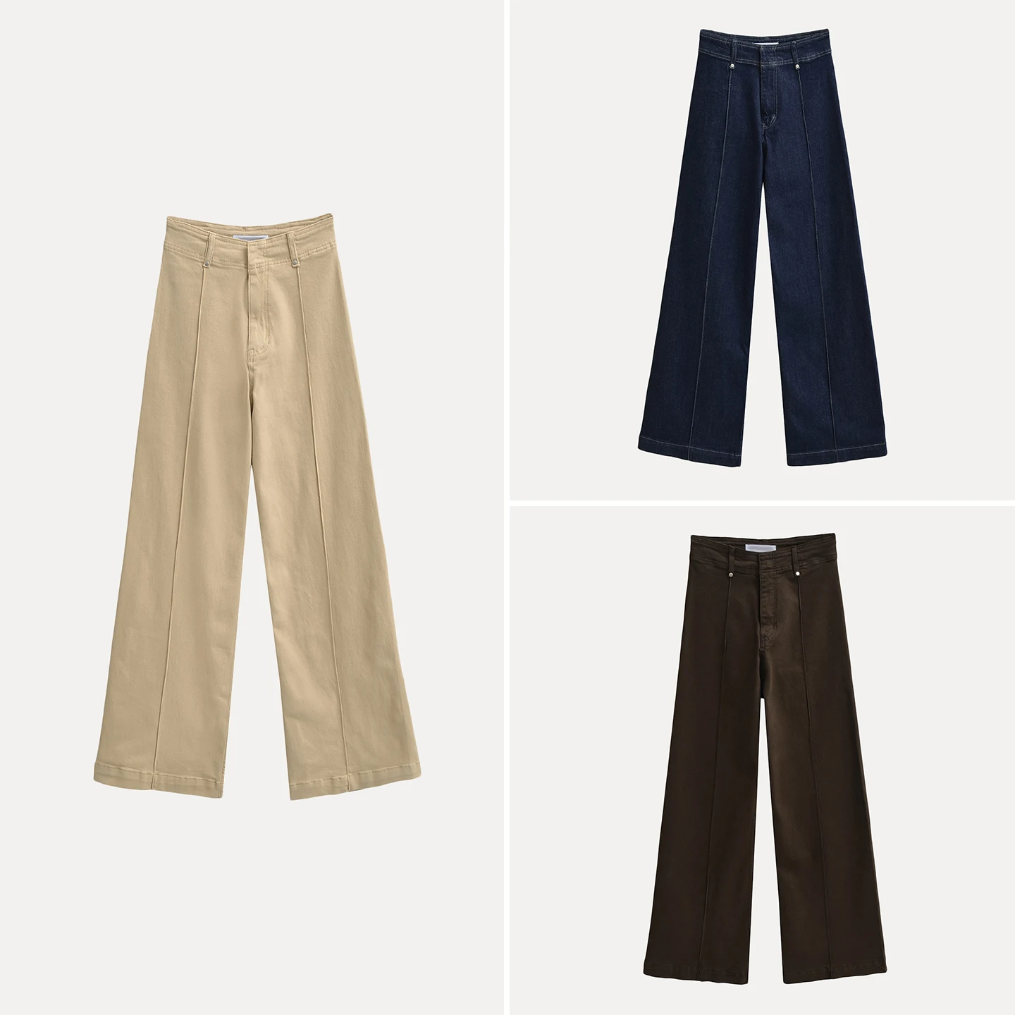 Women's Casual Loose Wide Leg Pants Sewing Line Simple Sle Autumn New Arrival Jeans Stand Fit l Waist Button Closure
Women's Casual Loose Wide Leg Pants Sewing Line Simple Sle Autumn New Arrival Jeans Stand Fit l Waist Button Closure