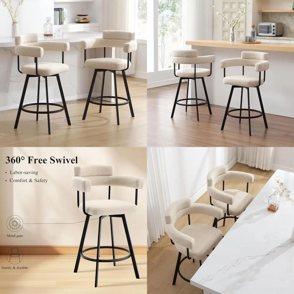 Beige Fabric Swivel Bar Stools with Metal Legs, Set of 2 for Kitchen Island or Dining Room
Beige Fabric Swivel Bar Stools with Metal Legs, Set of 2 for Kitchen Island or Dining Room