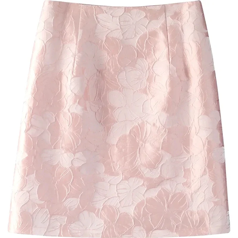 Pink Jacquard Skirt Womens Summer New Temperament Ladies High Waist A-Line Skirt Showing Thin Mini Skirts Jupe Femme E7487
Pink Jacquard Skirt Womens Summer New Temperament Ladies High Waist A-Line Skirt Showing Thin Mini Skirts Jupe Femme E7487