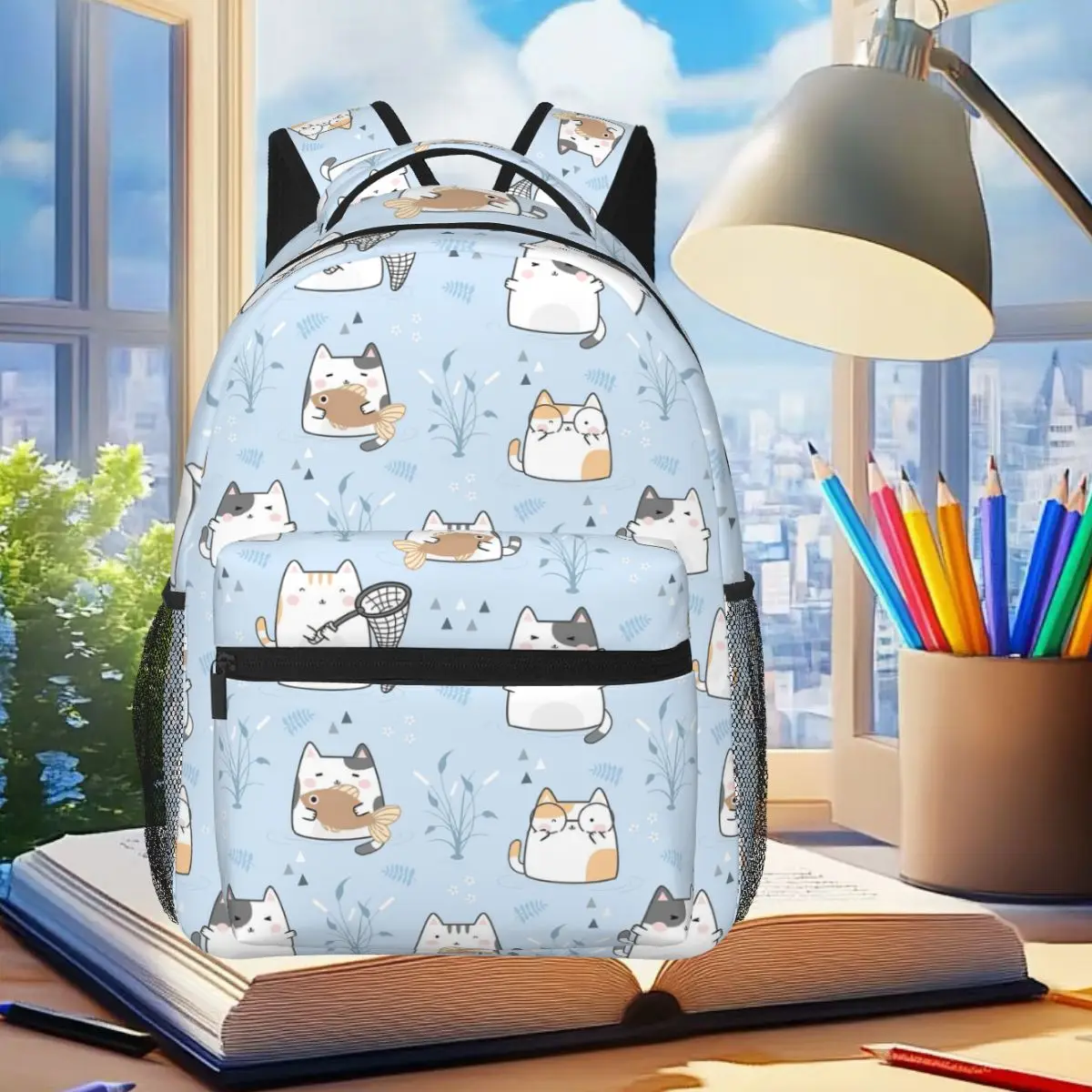 Cartoon Small Cat Fishing Backpack Student Boys Girls BookBag Kids School Bag Laptop Shoulder Bags for Men Women
Cartoon Small Cat Fishing Backpack Student Boys Girls BookBag Kids School Bag Laptop Shoulder Bags for Men Women