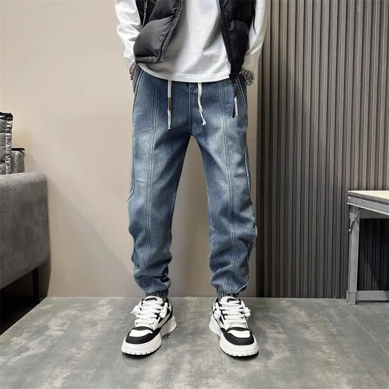 Мужские винтажные джинсы в стиле Харадзюку, весна-осень, новая модная коллекция, хлопковые, эластичные, повседневные, прямые брюки для подростков
Мужские винтажные джинсы в стиле Харадзюку, весна-осень, новая модная коллекция, хлопковые, эластичные, повседневные, прямые брюки для подростков