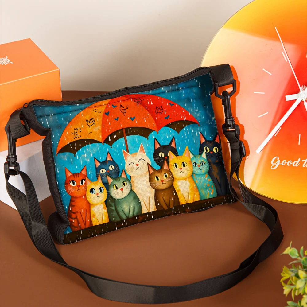 1pc Cat Under Umbrella Crossbody Bag Blue Color Cute Cats And Rainbow Umbrella Print Shoulder Bags For Women Girls Daily Use
1pc Cat Under Umbrella Crossbody Bag Blue Color Cute Cats And Rainbow Umbrella Print Shoulder Bags For Women Girls Daily Use