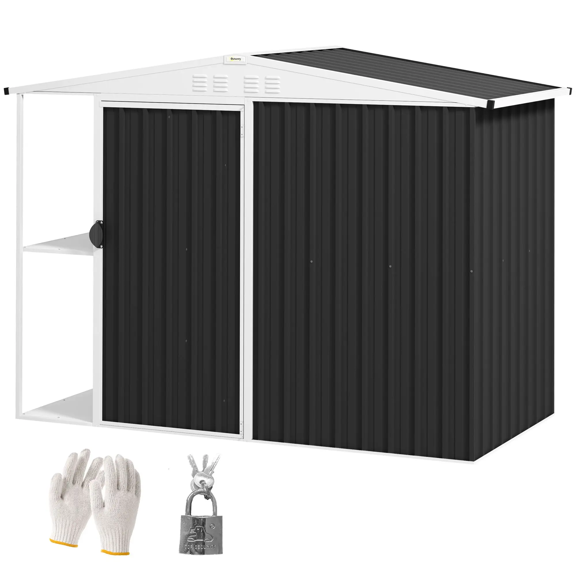 Outsunny 8 x 4ft Outdoor Garden Shed, Metal Storage Shed with Air Vents and Lockable Door for Backyard Garden Patio, Dark Gray
Outsunny 8 x 4ft Outdoor Garden Shed, Metal Storage Shed with Air Vents and Lockable Door for Backyard Garden Patio, Dark Gray