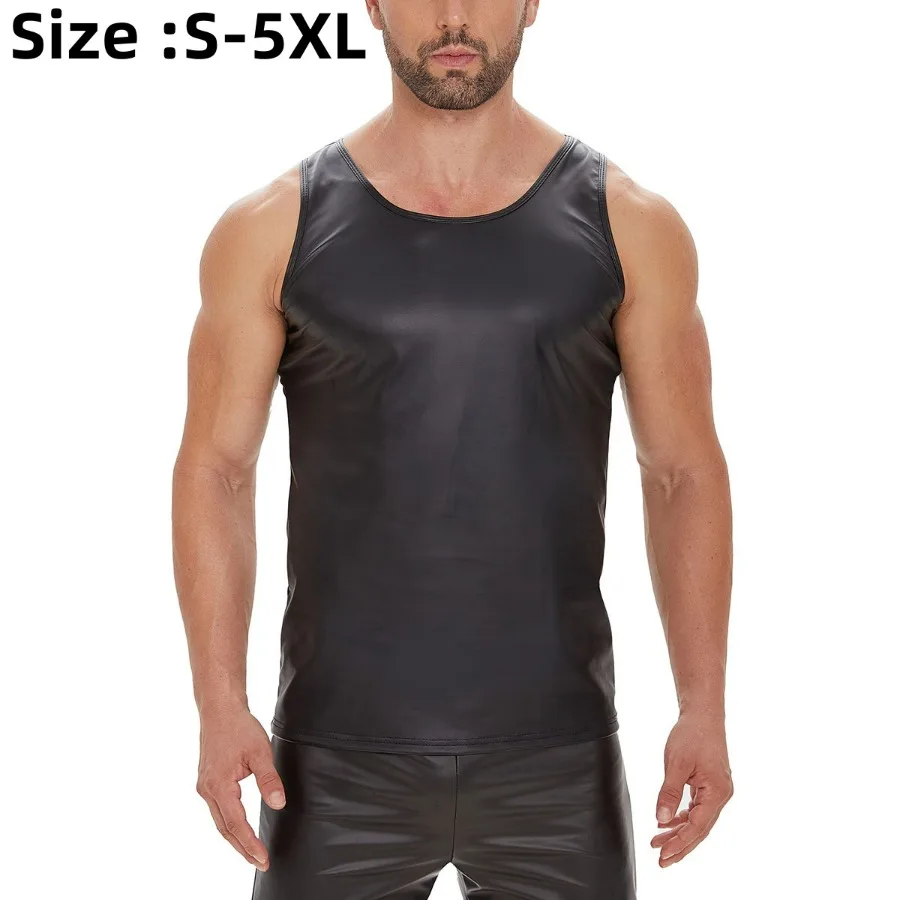 Men Sexy Night Clubwear Vest Bodybuilding Gym Fitness Tanks Top Man O-neck Solid Sleeveless Soft Faux Leather Muscle Undershirts
Men Sexy Night Clubwear Vest Bodybuilding Gym Fitness Tanks Top Man O-neck Solid Sleeveless Soft Faux Leather Muscle Undershirts
