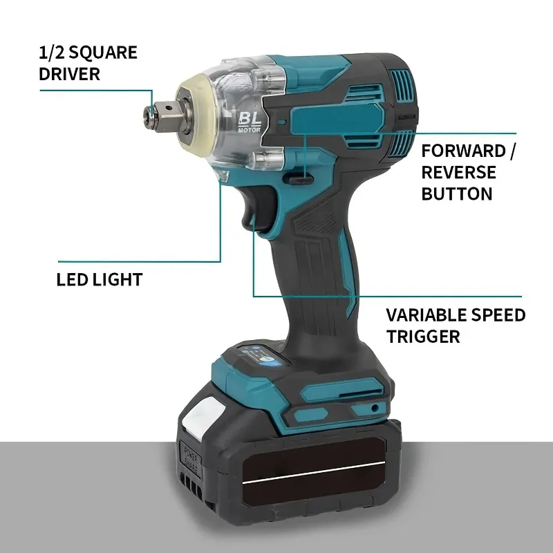 【Premium】1200N.M Torque Brushless Electric Impact Wrench 1/2 inch Cordless Electric Drill Wrench Set Power Tools For 18V Batte
【Premium】1200N.M Torque Brushless Electric Impact Wrench 1/2 inch Cordless Electric Drill Wrench Set Power Tools For 18V Batte