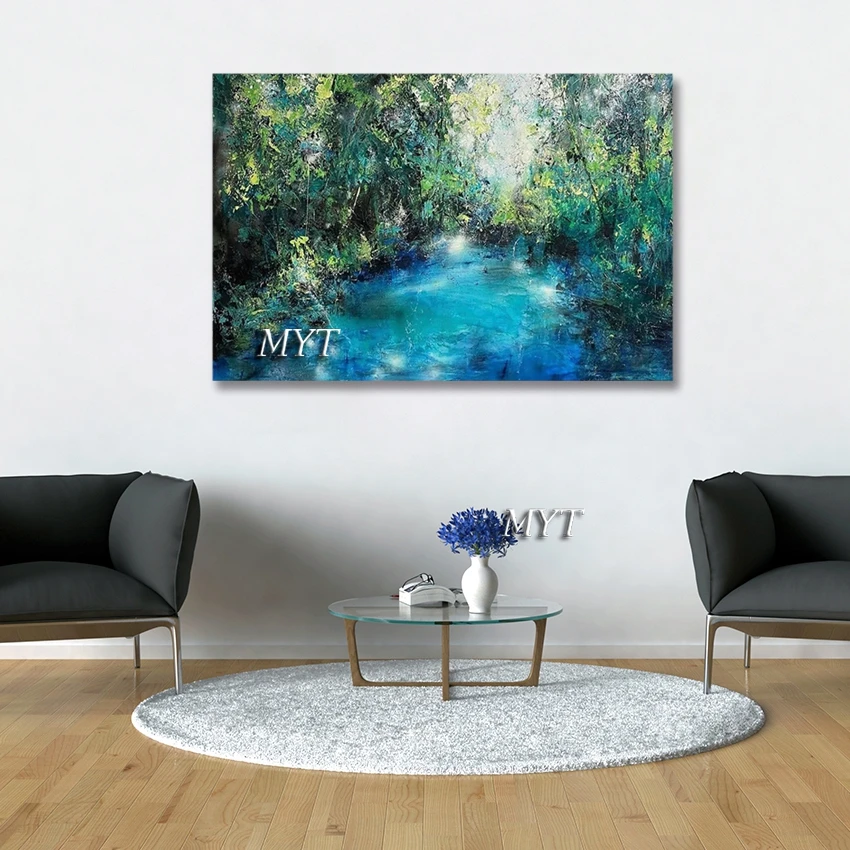 Pond Scenery Art Oil Paintings, No Framed, Canvas Handmade Abstract Picture, Green Blue Textured Design Wall Decoration Piece
Pond Scenery Art Oil Paintings, No Framed, Canvas Handmade Abstract Picture, Green Blue Textured Design Wall Decoration Piece