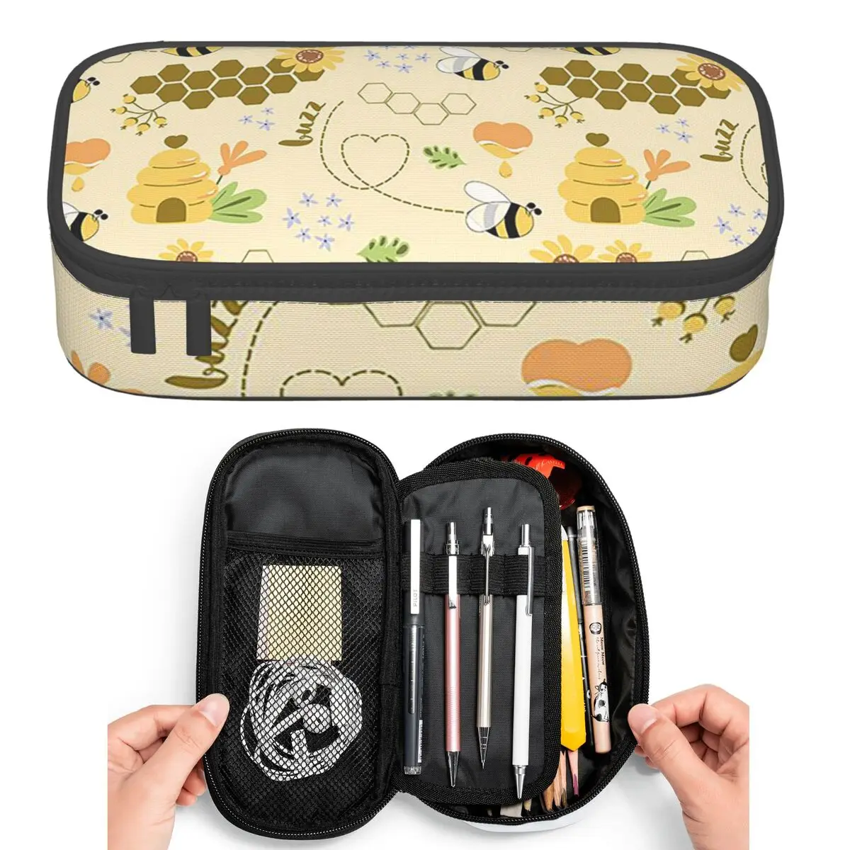 Bee Honeycomb Cute Cartoon Bee Pencil Cases for Students Pen Box Pencil Bag Large Storage Pencil Pouch Pen Holder
Bee Honeycomb Cute Cartoon Bee Pencil Cases for Students Pen Box Pencil Bag Large Storage Pencil Pouch Pen Holder