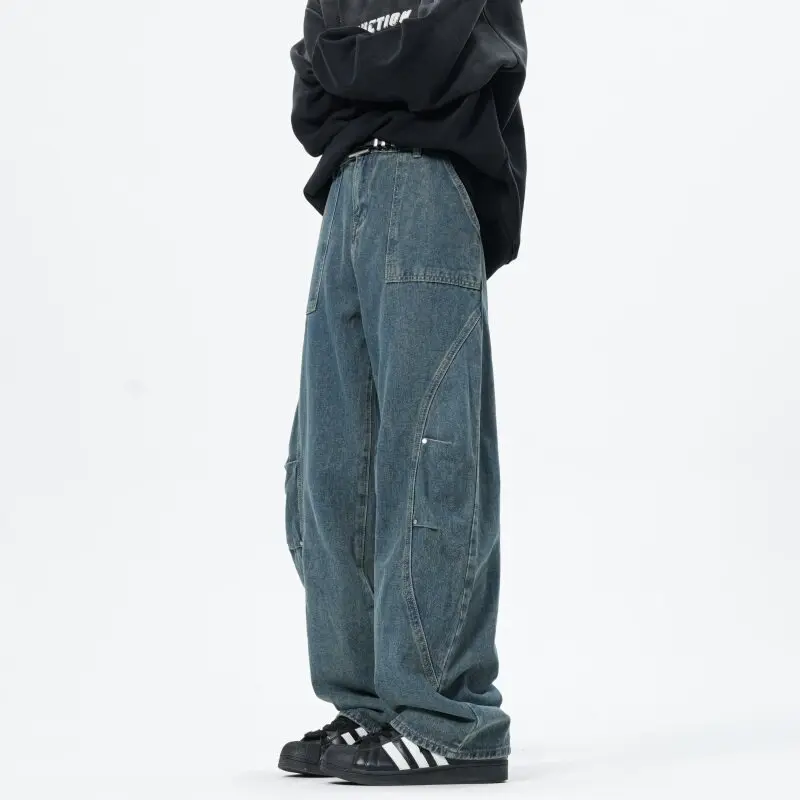 Patchwork style Men's Baggy Straight Jeans Personality unisex Fashion Korean High Street Denim Pants Streetwear Male Trousers
Patchwork style Men's Baggy Straight Jeans Personality unisex Fashion Korean High Street Denim Pants Streetwear Male Trousers