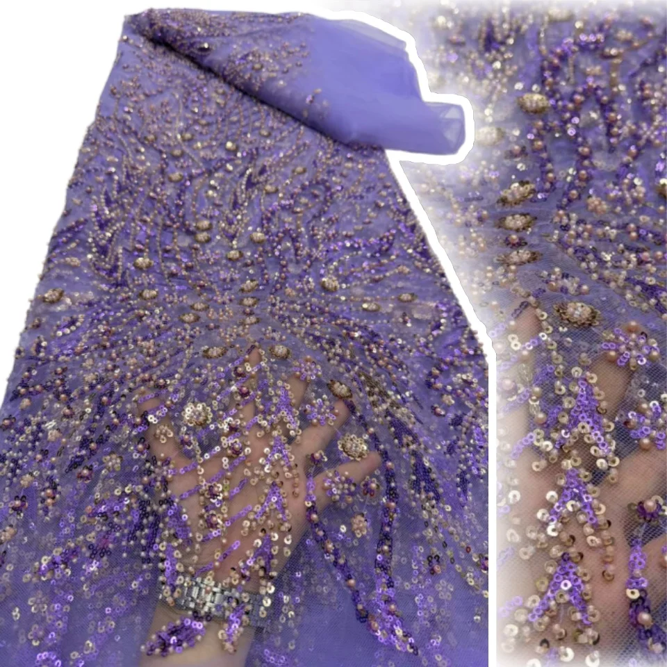 Grape Purple African Groom Beaded Lace Fabric 2026 High Quality Nigerian Sequins Tulle Lace For Wedding Party Dress Sewing 2718
Grape Purple African Groom Beaded Lace Fabric 2026 High Quality Nigerian Sequins Tulle Lace For Wedding Party Dress Sewing 2718