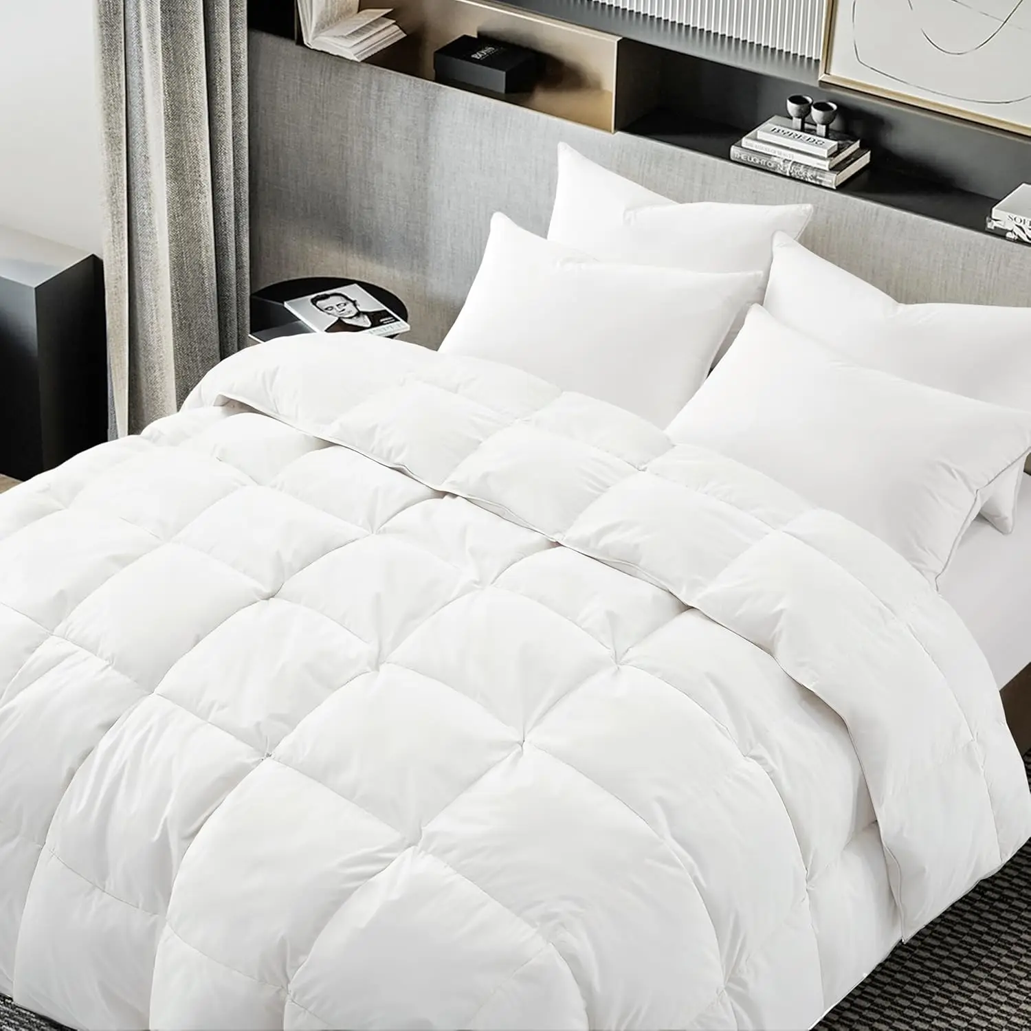 Queen Size Goose Down Comforter, 100% Cotton Duvet Insert, All-Season Hotel Bedding with Corner Tabs
Queen Size Goose Down Comforter, 100% Cotton Duvet Insert, All-Season Hotel Bedding with Corner Tabs