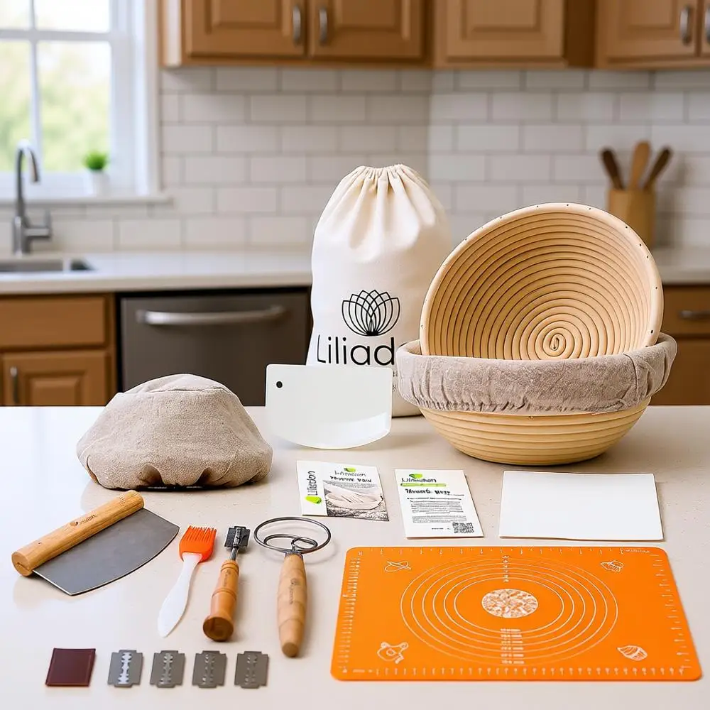 Sourdough Starter Kit - Bread Proofing Basket Set - Essential Baking Accessories
Sourdough Starter Kit - Bread Proofing Basket Set - Essential Baking Accessories