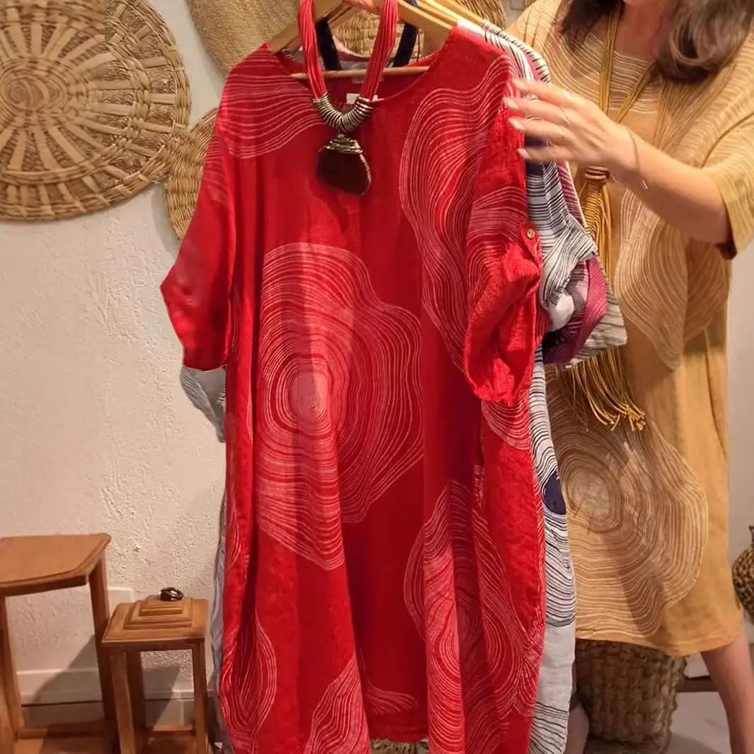 Ladies' Abstract Printed round Neck Seven Quarter Sleeve A-Line Dress Street Style Short Sleeve Midi Dress for City Walk
Ladies' Abstract Printed round Neck Seven Quarter Sleeve A-Line Dress Street Style Short Sleeve Midi Dress for City Walk