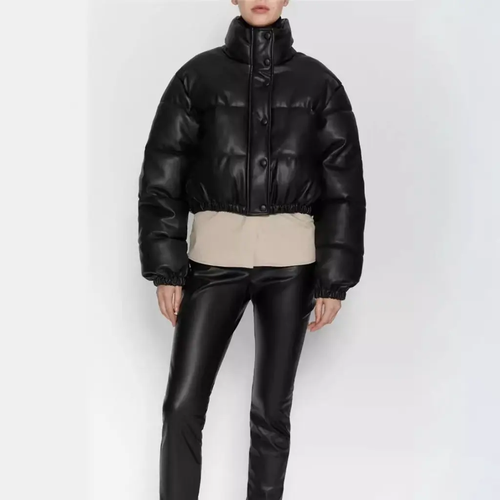 Women's Cotton-Padded Jacket Solid Color Simple Imitation Leather Small Collar Fashion Urban Leisure Style Winter Coat
Women's Cotton-Padded Jacket Solid Color Simple Imitation Leather Small Collar Fashion Urban Leisure Style Winter Coat