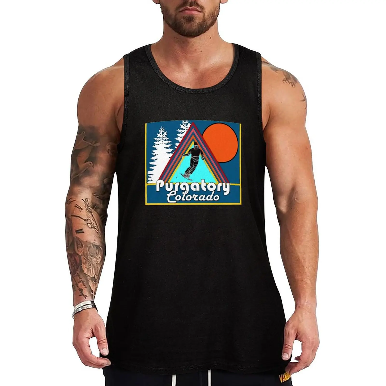 Purgatory Colorado, Vacation, Travel, Skiing, Mountains Tank Top Gym man Sports clothing
Purgatory Colorado, Vacation, Travel, Skiing, Mountains Tank Top Gym man Sports clothing