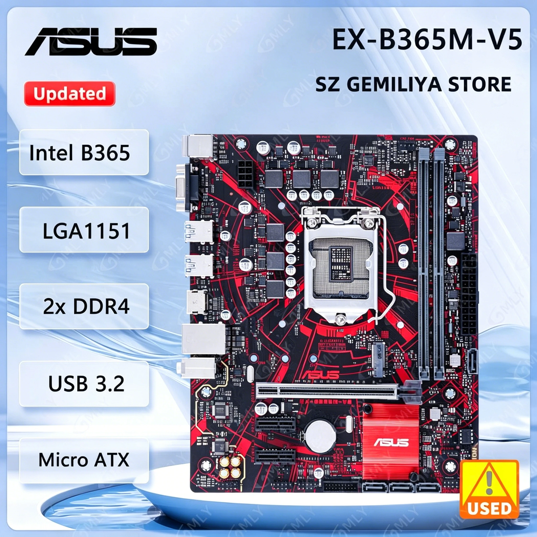 ASUS EX-B365M-V5 Motherboard LGA 1151 INTEL B365 DDR4 2666 Micro ATX Core i3-9100F i5-9400 i5-9500F I9-9900 i5-8500T cpu
ASUS EX-B365M-V5 Motherboard LGA 1151 INTEL B365 DDR4 2666 Micro ATX Core i3-9100F i5-9400 i5-9500F I9-9900 i5-8500T cpu