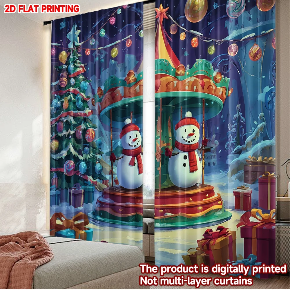 2pcs Christmas Snowman Carousel Curtains Festive Snowmen on Merry-Go-Round with Tree Gifts for Holiday Living Room
2pcs Christmas Snowman Carousel Curtains Festive Snowmen on Merry-Go-Round with Tree Gifts for Holiday Living Room