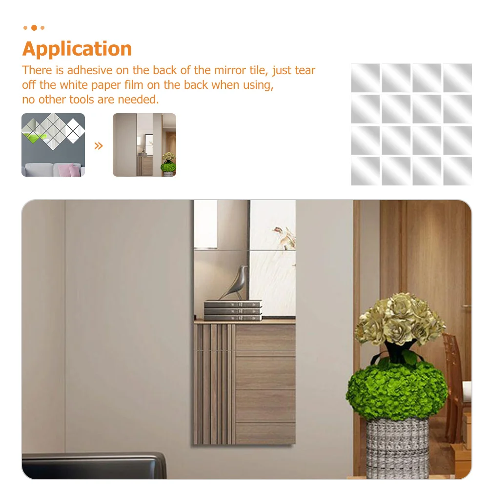 16Pcs Acrylic Self Adhesive Mirror Tiles Frameless Square Mirrors for Wall Decoration Bedroom Living Room Kitchen Bathroom
16Pcs Acrylic Self Adhesive Mirror Tiles Frameless Square Mirrors for Wall Decoration Bedroom Living Room Kitchen Bathroom