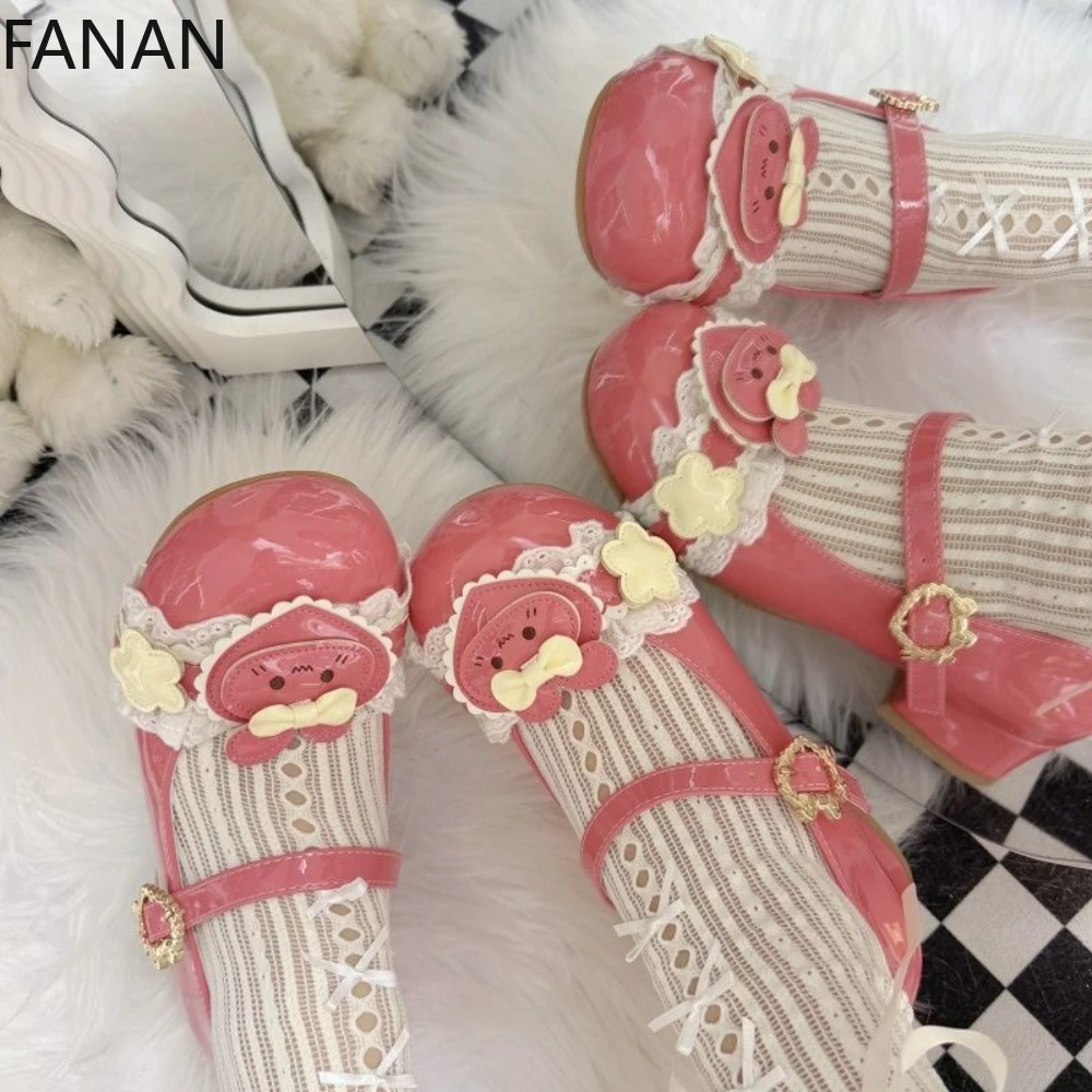 Lolita Kawaii Low Heels Shoes Pumps Cute Original 2025 Pink Popular Summer Rabbit Platform Flats Breathable Sandals
Lolita Kawaii Low Heels Shoes Pumps Cute Original 2025 Pink Popular Summer Rabbit Platform Flats Breathable Sandals