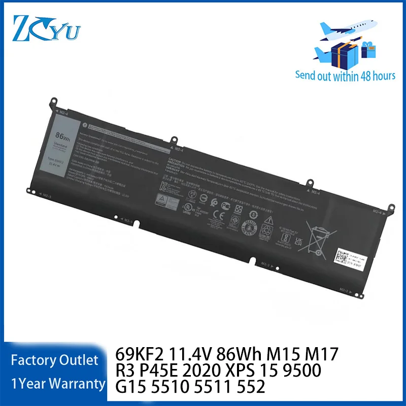 69KF2 Laptop Battery for Dell Alienware M15 M17 R3 P45E 2020 XPS 15 9500 G15 5510 5511 552 11.4V 86Wh
69KF2 Laptop Battery for Dell Alienware M15 M17 R3 P45E 2020 XPS 15 9500 G15 5510 5511 552 11.4V 86Wh