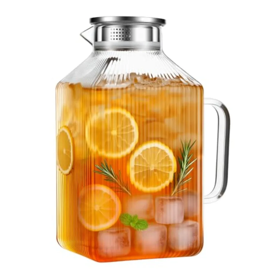 1 Gallon thickened Square Glass Pitcher with Lid, Spout and Handle, Striped Water Pitcher for Fridge, Borosilicate Glass Carafe
1 Gallon thickened Square Glass Pitcher with Lid, Spout and Handle, Striped Water Pitcher for Fridge, Borosilicate Glass Carafe