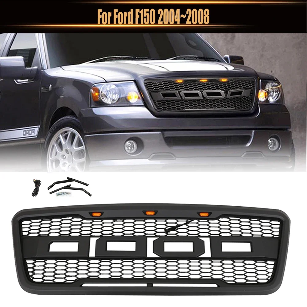 For Ford F150 2004~2008 Front Racing Grill ABS Matte Black Trim Replacement Grill Raptor Style With LED Lights And Letters Fit
For Ford F150 2004~2008 Front Racing Grill ABS Matte Black Trim Replacement Grill Raptor Style With LED Lights And Letters Fit