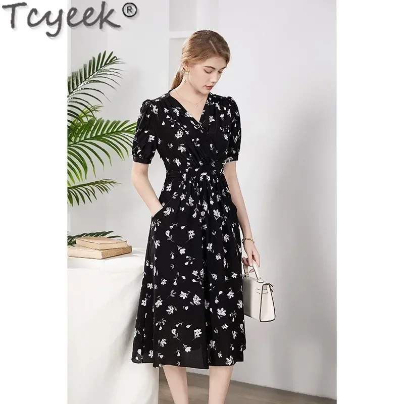Tcyeek 100% Mulberry Silk Elegant Women's Dresses Long Dresses for Women Clothes Fashion Summer Dress 2024 Vestidos De Mujer
Tcyeek 100% Mulberry Silk Elegant Women's Dresses Long Dresses for Women Clothes Fashion Summer Dress 2024 Vestidos De Mujer