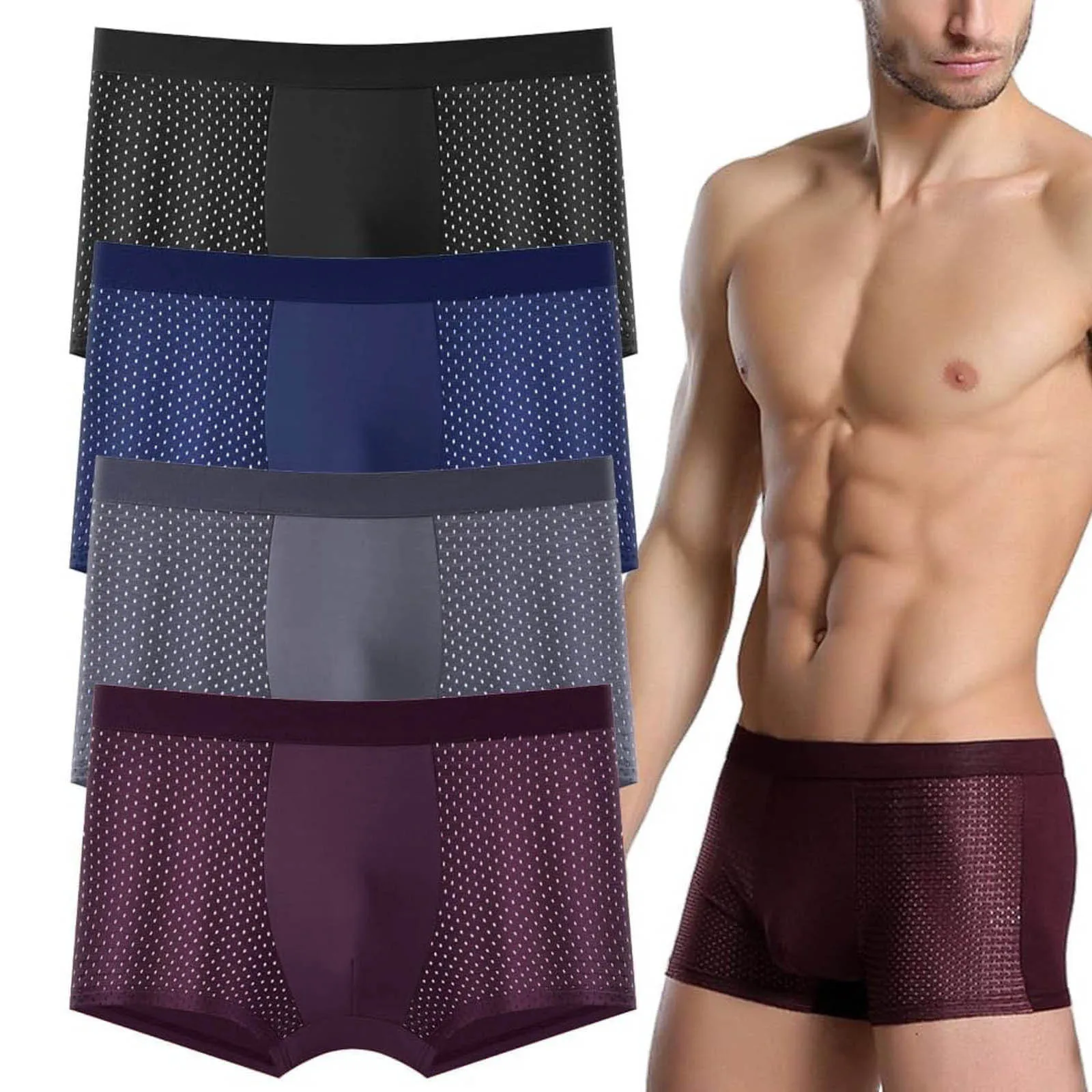 Men Briefs Short Leg Mens Ice Mesh Underwear Mens 4 Pack Multiple Pack Pure Colour Loop Underwear for Men with Padding
Men Briefs Short Leg Mens Ice Mesh Underwear Mens 4 Pack Multiple Pack Pure Colour Loop Underwear for Men with Padding