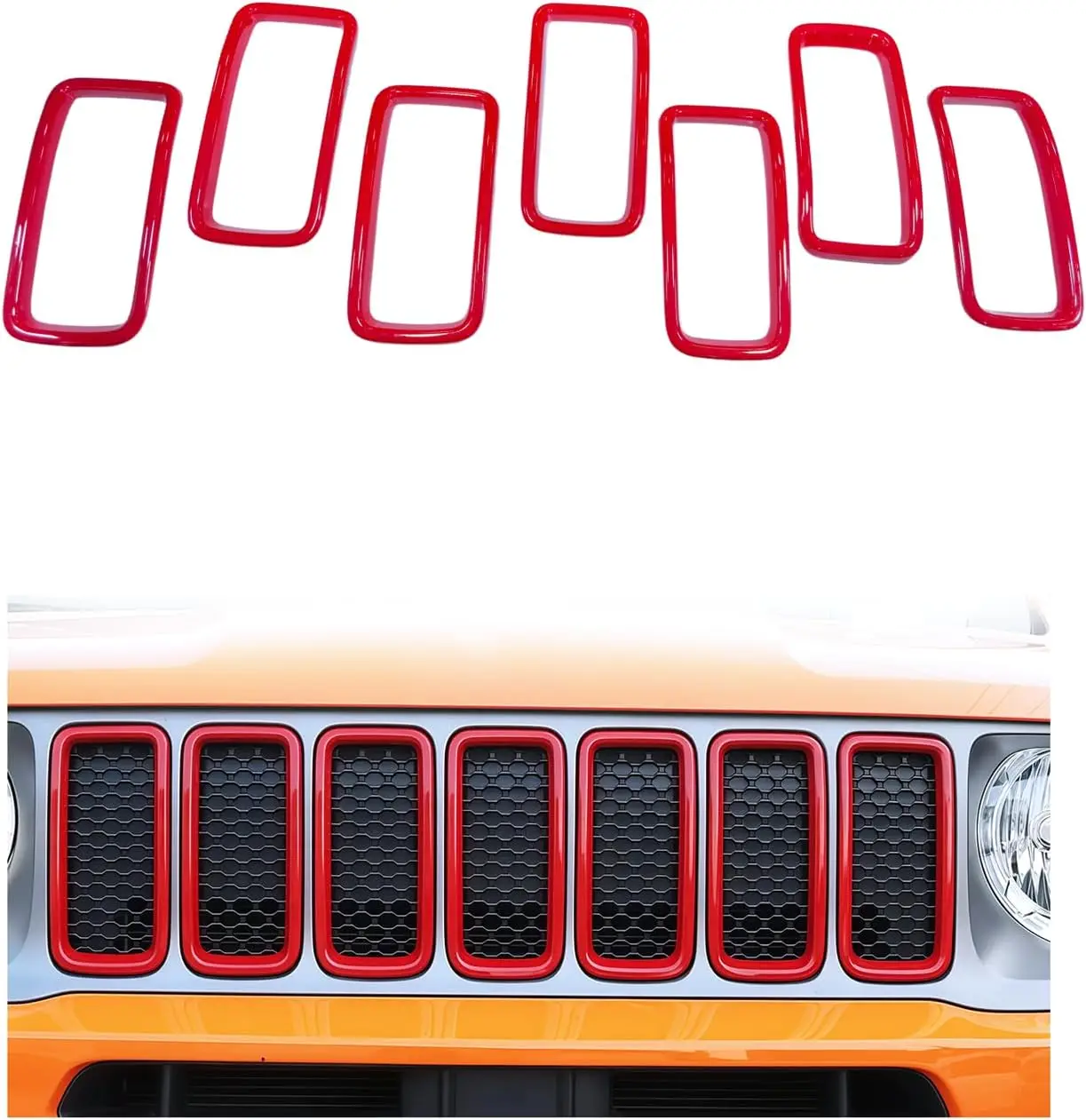 Комплект из 7 красных накладок на переднюю решетку радиатора для Jeep Renegade (США 2019-2025, SA 2019-2023) – внешний аксессуар
Комплект из 7 красных накладок на переднюю решетку радиатора для Jeep Renegade (США 2019-2025, SA 2019-2023) – внешний аксессуар