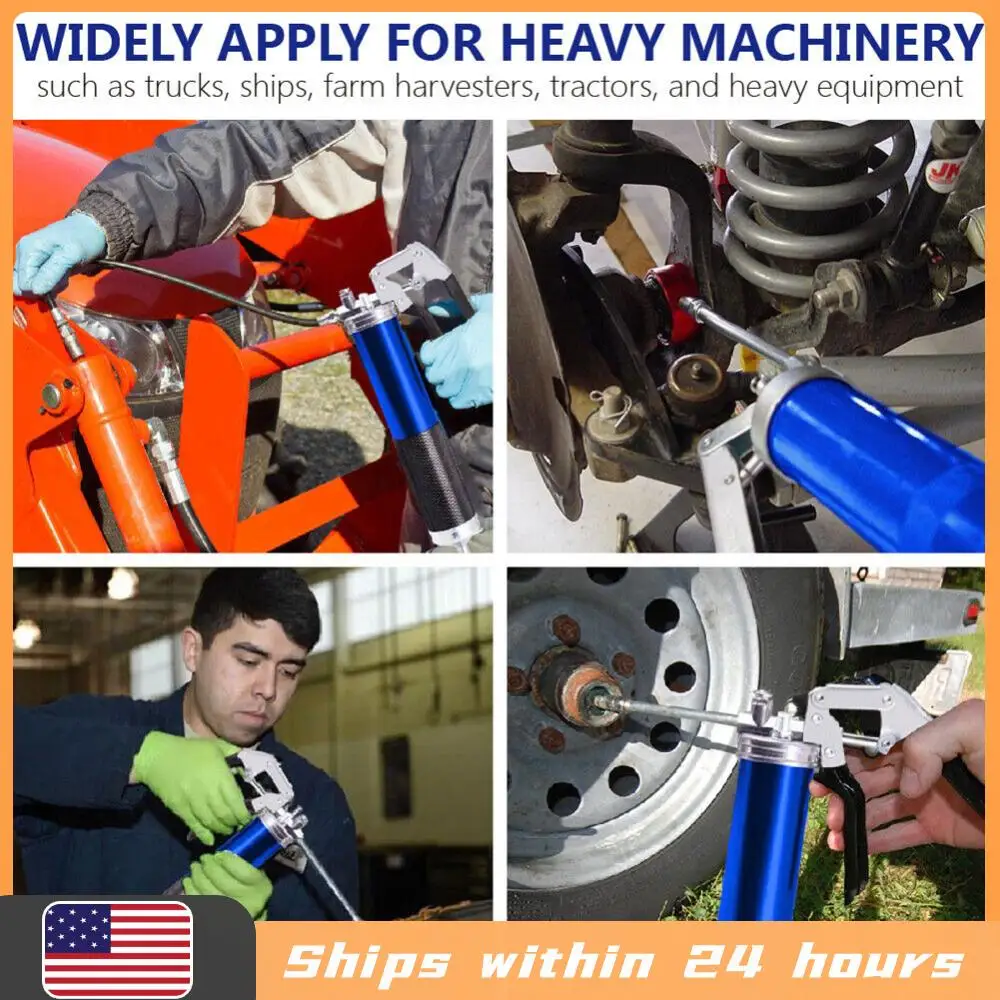 Pistol Grip Grease Gun Set Aluminum Alloy Mini Grease Gun 400CC Handheld Grease Filling 6000-7000PSI with Flexible Hose
Pistol Grip Grease Gun Set Aluminum Alloy Mini Grease Gun 400CC Handheld Grease Filling 6000-7000PSI with Flexible Hose