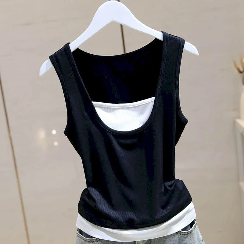 Vest Women Tops Fake Two Pieces 95% Cotton Oversized Korean Style Vintage Casual Sleeveless Loose Tanks Women Clothing Outerwear
Vest Women Tops Fake Two Pieces 95% Cotton Oversized Korean Style Vintage Casual Sleeveless Loose Tanks Women Clothing Outerwear