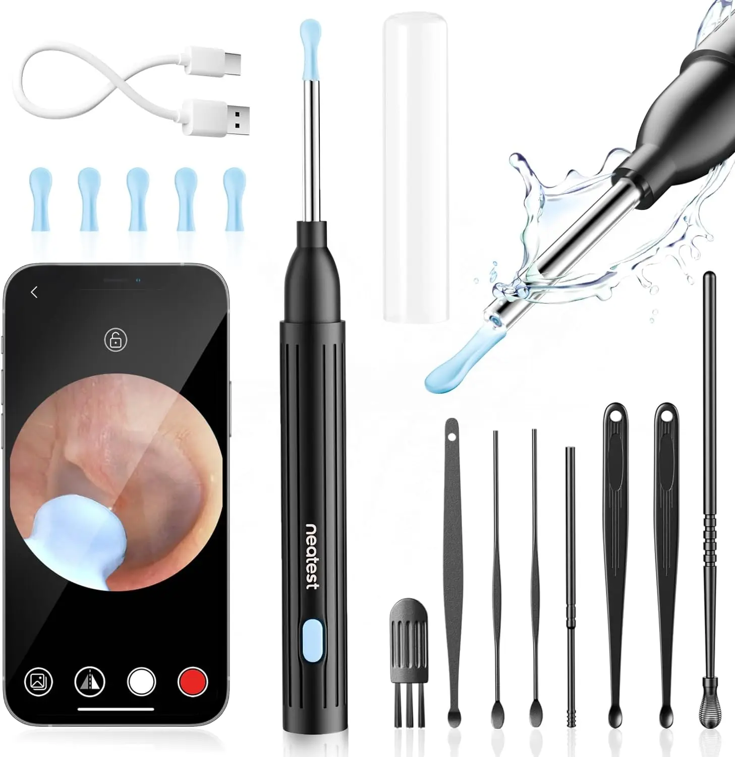 1296P HD Ear Wax Removal Tool with Camera, 6 LED Lights, Rechargeable Otoscope for iOS/Android, IP67 Waterproof, 8 Tips
1296P HD Ear Wax Removal Tool with Camera, 6 LED Lights, Rechargeable Otoscope for iOS/Android, IP67 Waterproof, 8 Tips