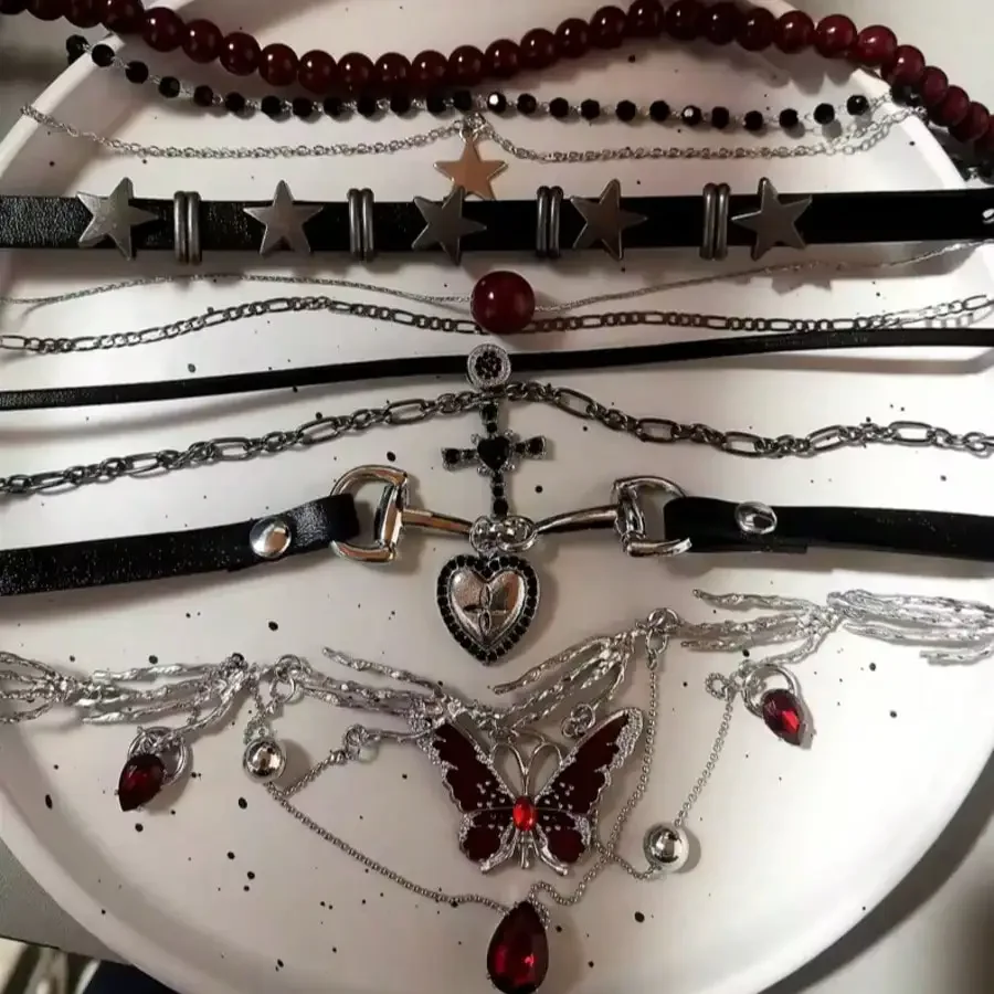Gothic Y2K Red Butterfly Star Heart Cross Pendant Ghost Claw Choker Charms Necklaces Women Aesthetic Accessories Grunge Jewelry
Gothic Y2K Red Butterfly Star Heart Cross Pendant Ghost Claw Choker Charms Necklaces Women Aesthetic Accessories Grunge Jewelry