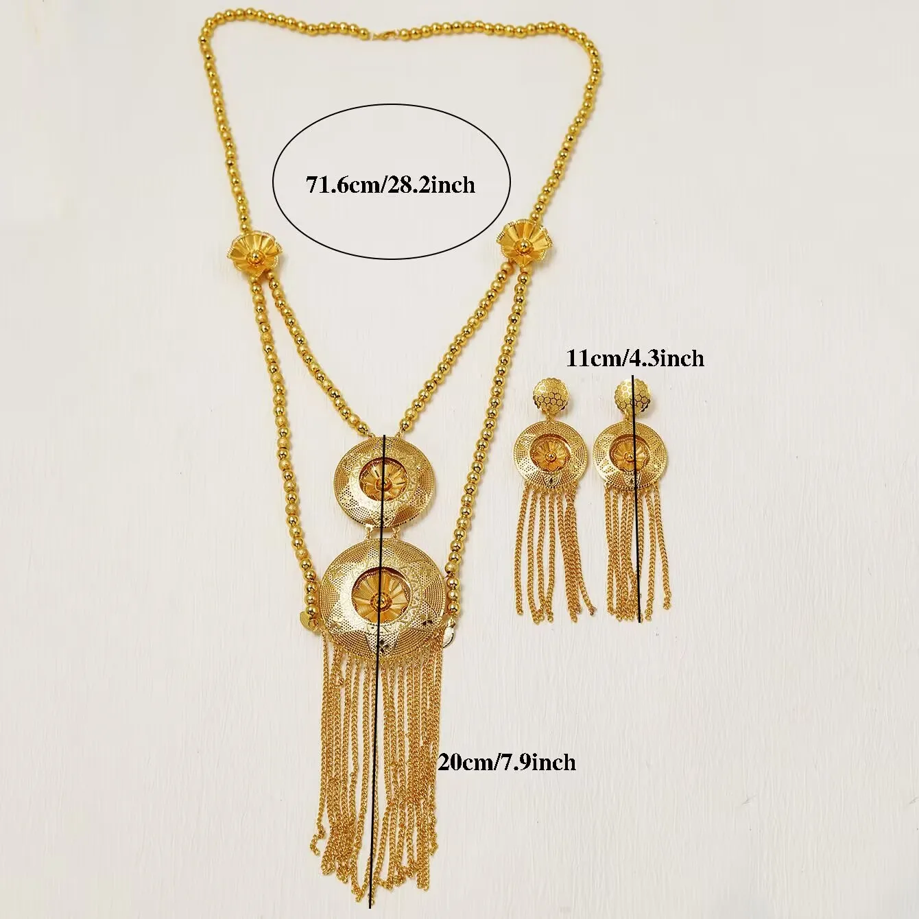 New Dubai Australia France 24K Gold Plated Necklace Earrings Engagement Party Jewelry Gift Set for Lover YY10692
New Dubai Australia France 24K Gold Plated Necklace Earrings Engagement Party Jewelry Gift Set for Lover YY10692
