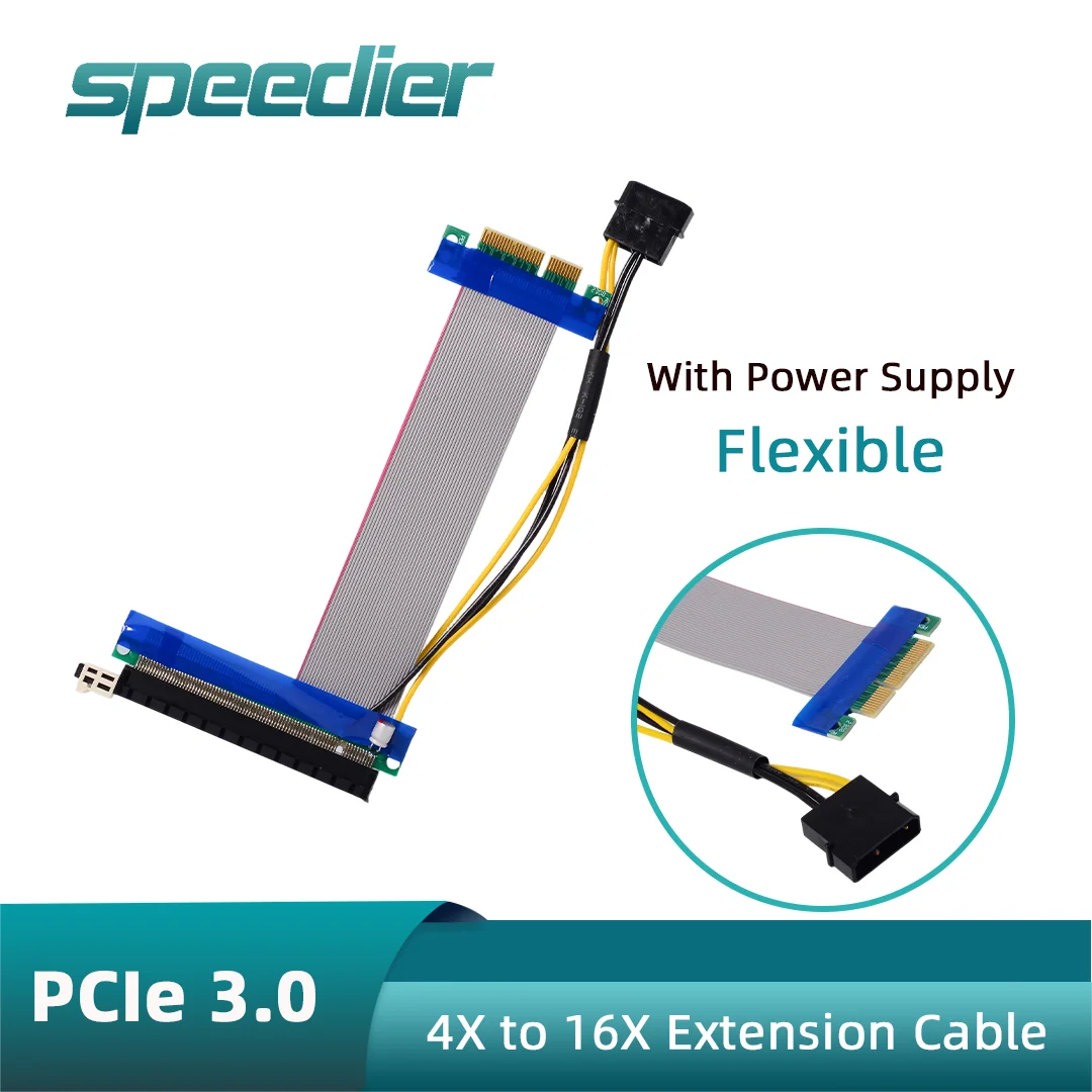 PCIE 4X To X16 Flexible Ribbon Riser Cable with Power Supply Cable , 15cm
PCIE 4X To X16 Flexible Ribbon Riser Cable with Power Supply Cable , 15cm