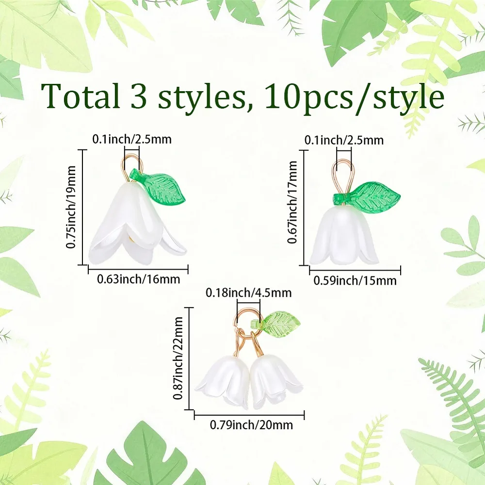 30Pcs Pearlized Acrylic Penadnts Flower/Lily of the Valley Charms White 17.5x15.5x16.5mm Hole: 2.5mm
30Pcs Pearlized Acrylic Penadnts Flower/Lily of the Valley Charms White 17.5x15.5x16.5mm Hole: 2.5mm