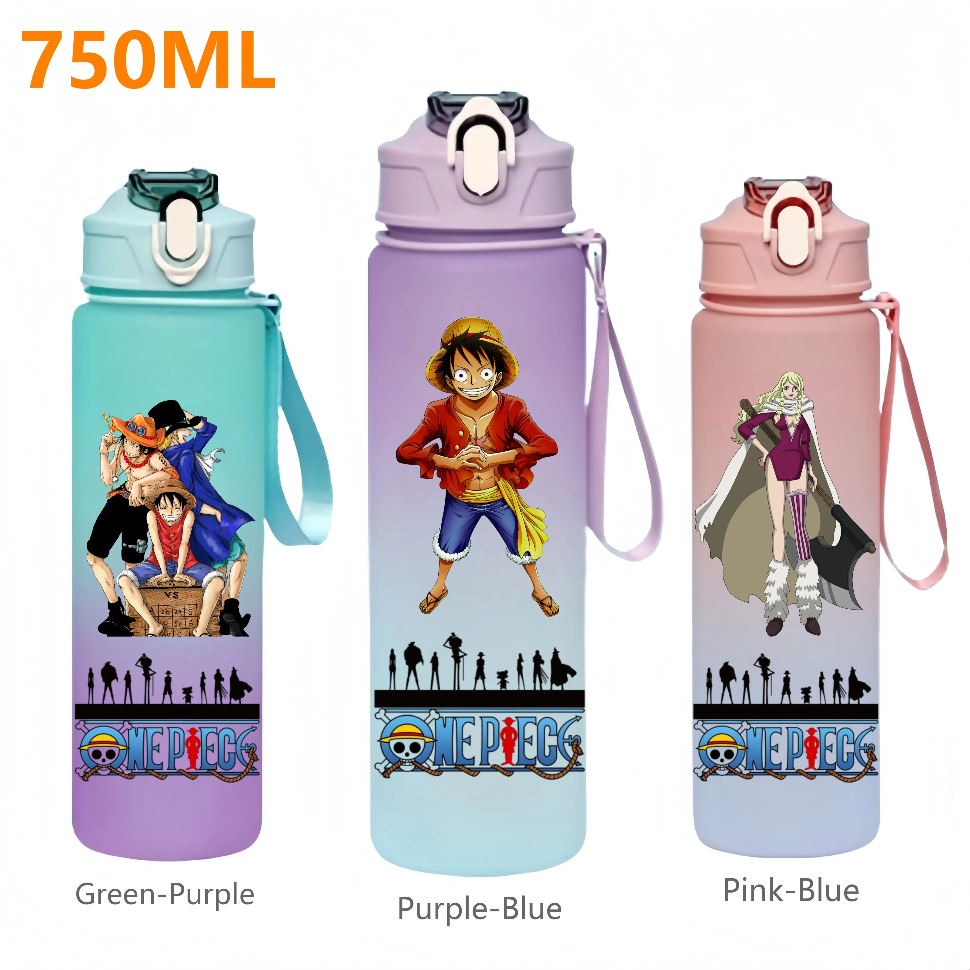 750ML Anime ONE PIECE Water Bottle Luffy Gradient Color Water Bottle with Straw Cartoon Portable Outdoor Sports Drinking Bottle
750ML Anime ONE PIECE Water Bottle Luffy Gradient Color Water Bottle with Straw Cartoon Portable Outdoor Sports Drinking Bottle