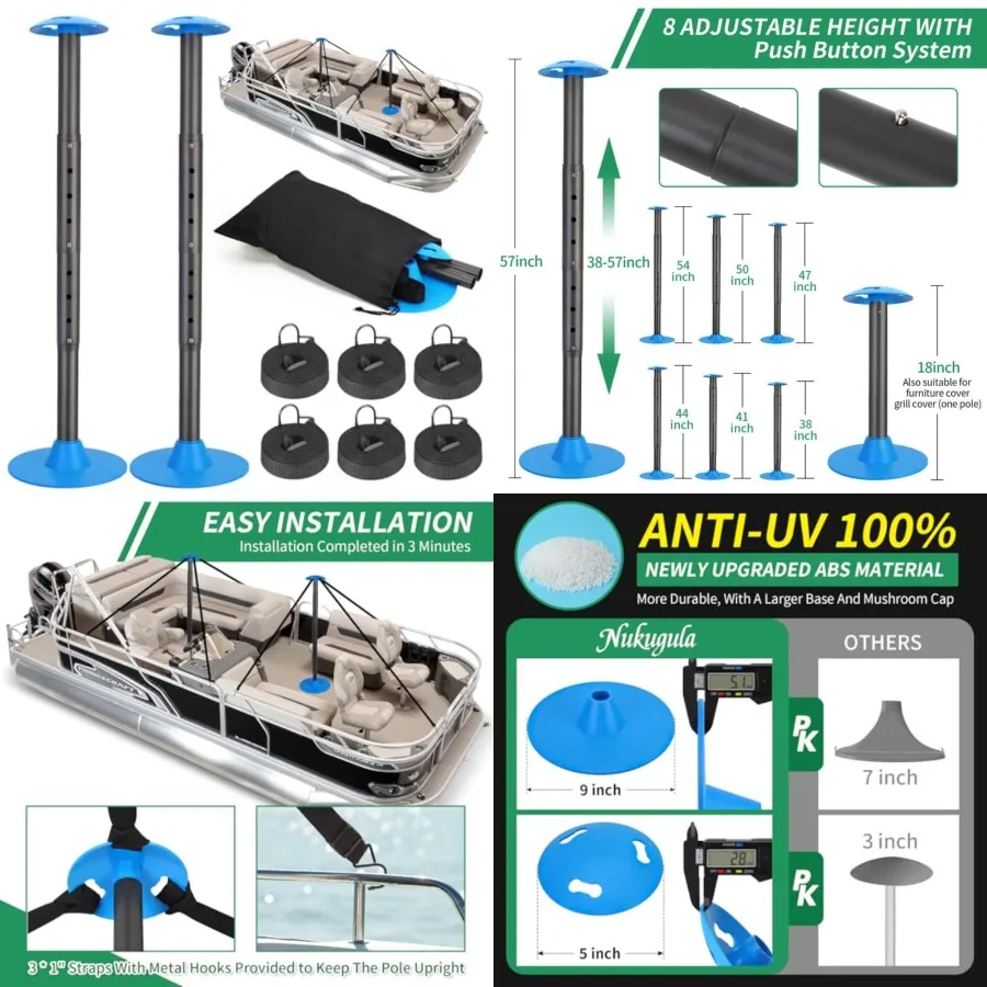 Windproof Boat Cover Support Pole System with 8 Adjustable Heights Telescoping Steel Furniture Cover Support Poles 8-57 with St
Windproof Boat Cover Support Pole System with 8 Adjustable Heights Telescoping Steel Furniture Cover Support Poles 8-57 with St