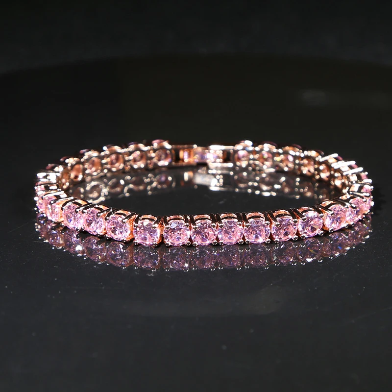 Hip Hop Pink CZ Stone Paved Bling Iced Out 5mm Tennis Link Chain Bracelets for Men Women Rapper Jewelry Rose Gold Color
Hip Hop Pink CZ Stone Paved Bling Iced Out 5mm Tennis Link Chain Bracelets for Men Women Rapper Jewelry Rose Gold Color