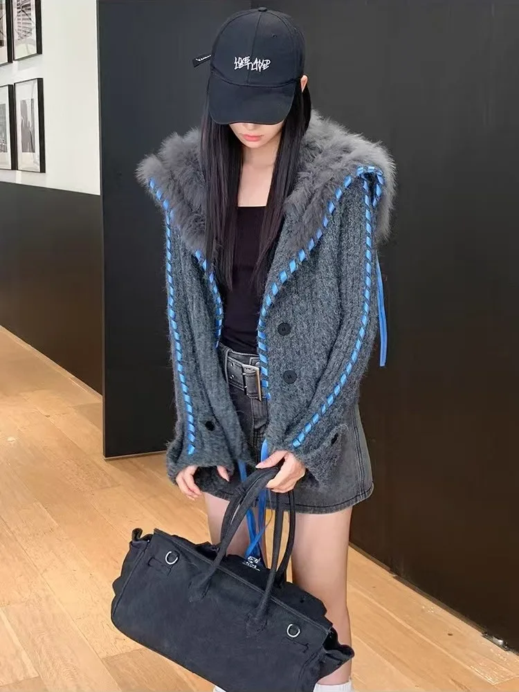Korean Design Fur Trimmed Knitted Open Cardigan Women's Warm Thiened Loose Sweater Coat Long Sve Regular Length
Korean Design Fur Trimmed Knitted Open Cardigan Women's Warm Thiened Loose Sweater Coat Long Sve Regular Length